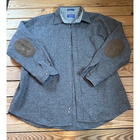 Pendleton Button Up Shirt Size XL Men’s Gray Elbow Patch - Picture 1 of 6